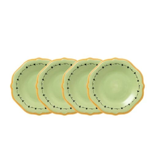 Pistoulet® Set Of 4 Salad Plates With Yellow Band -Kitchen Supplies Store pistoulet set of 4 salad plates with yellow band K443700300 1