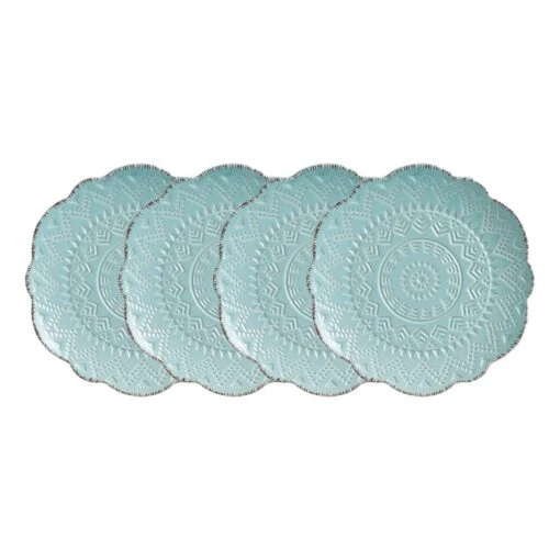 Remembrance Teal Set Of 4 Salad Plates -Kitchen Supplies Store remembrance teal set of 4 salad plates K45179998 1