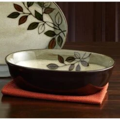 Rustic Leaves Oval Serve Bowl -Kitchen Supplies Store rustic leaves oval serve bowl 5236145 3