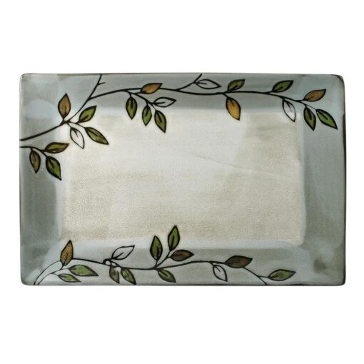 Rustic Leaves Rectangular Platter -Kitchen Supplies Store rustic leaves rectangular platter 5211617 1