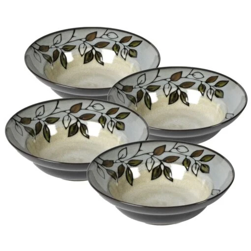 Rustic Leaves Set Of 4 Rim Soup Cereal Bowls -Kitchen Supplies Store rustic leaves set of 4 rim soup cereal bowls K45106153 1