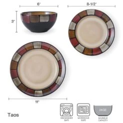 Taos 24 Piece Dinnerware Set, Service For 8 -Kitchen Supplies Store taos 24 piece dinnerware set service for 8 5291981 9