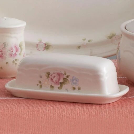 Tea Rose Covered Butter Dish -Kitchen Supplies Store tea rose covered butter dish 5169881 2