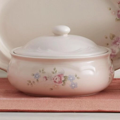 Tea Rose Covered Serve Dish -Kitchen Supplies Store tea rose covered serve dish 5169781 2