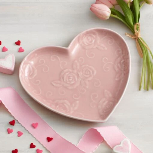 Tea Rose Pink Heart Shaped Plate -Kitchen Supplies Store tea rose pink heart shaped plate 5199769 3