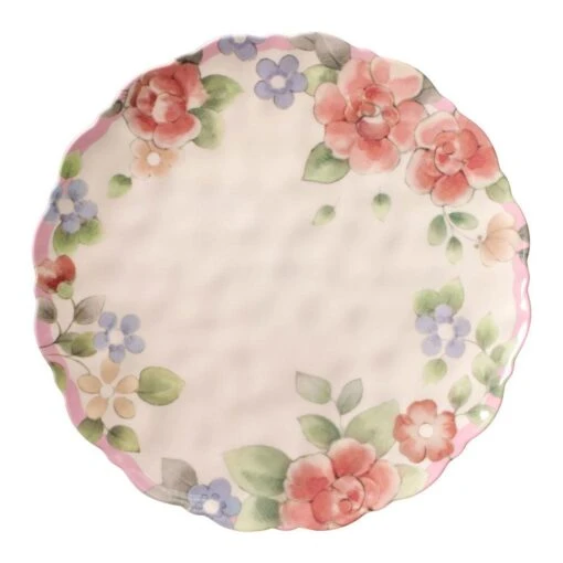 Tea Rose Set Of 4 Outdoor Melamine Dinner Plates -Kitchen Supplies Store tea rose set of 4 melamine dinner plates K45205472 3