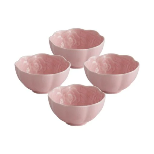 Tea Rose Set Of 4 Pink Fruit Bowls -Kitchen Supplies Store tea rose set of 4 pink fruit bowls K45199767 1