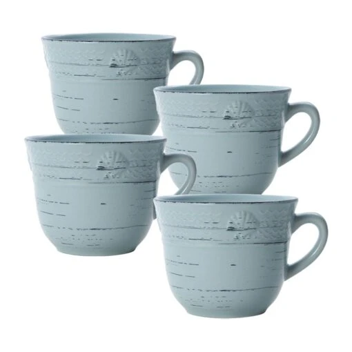 Trellis Coastal Teal Set Of 4 Mugs -Kitchen Supplies Store trellis coastal teal set of 4 mugs K45268902 1