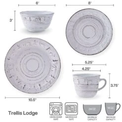 Trellis Lodge White 16 Piece Dinnerware Set, Service For 4 -Kitchen Supplies Store trellis lodge white 16 piece dinnerware set service for 4 5291367 10