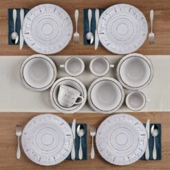 Trellis Lodge White 16 Piece Dinnerware Set, Service For 4 -Kitchen Supplies Store trellis lodge white 16 piece dinnerware set service for 4 5291367 3