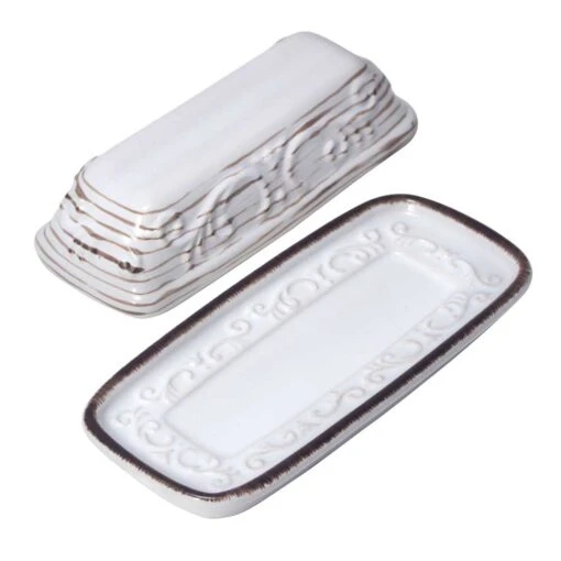 Trellis White Covered Butter Dish -Kitchen Supplies Store trellis white covered butter dish 5281093 2