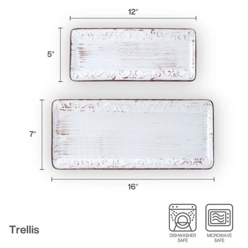 Trellis White Set Of 2 Platters -Kitchen Supplies Store trellis white set of 2 platters 5294326 4