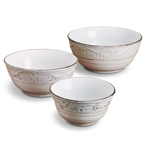 Trellis White Set Of 3 Serving Bowls -Kitchen Supplies Store trellis white set of 3 serving bowls 5297420 1