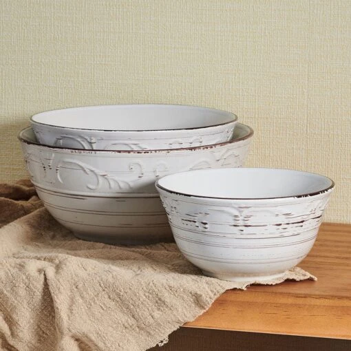 Trellis White Set Of 3 Serving Bowls -Kitchen Supplies Store trellis white set of 3 serving bowls 5297420 2