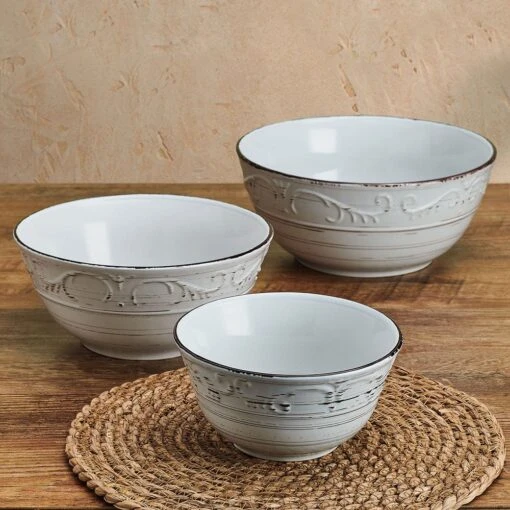 Trellis White Set Of 3 Serving Bowls -Kitchen Supplies Store trellis white set of 3 serving bowls 5297420 3