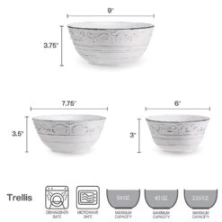 Trellis White Set Of 3 Serving Bowls -Kitchen Supplies Store trellis white set of 3 serving bowls 5297420 4