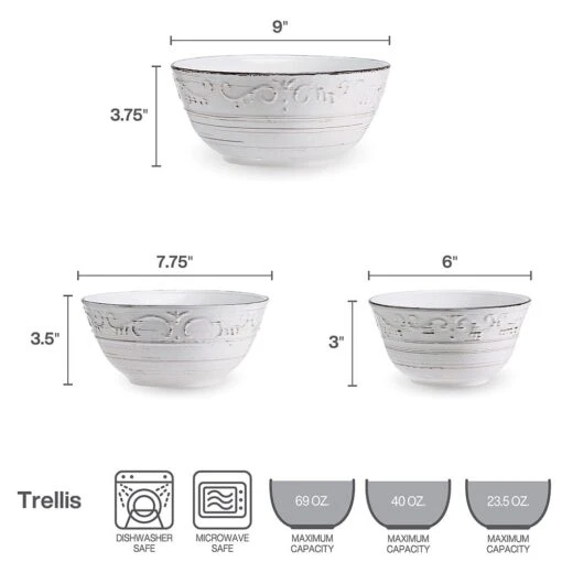 Trellis White Set Of 3 Serving Bowls -Kitchen Supplies Store trellis white set of 3 serving bowls 5297420 4