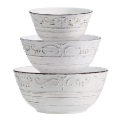 Trellis White Set Of 3 Serving Bowls -Kitchen Supplies Store trellis white set of 3 serving bowls 5297420 5