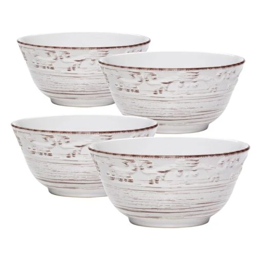 Trellis White Set Of 4 Soup Cereal Bowls -Kitchen Supplies Store trellis white set of 4 soup cereal bowls K45207539 1