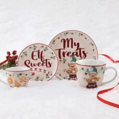 Winterberry® 4 Piece Elf Cookie Plate And Mug Gift Set -Kitchen Supplies Store winterberry 4 piece elf plate and mug set 5285702 3