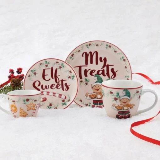 Winterberry® 4 Piece Elf Cookie Plate And Mug Gift Set -Kitchen Supplies Store winterberry 4 piece elf plate and mug set 5285702 3