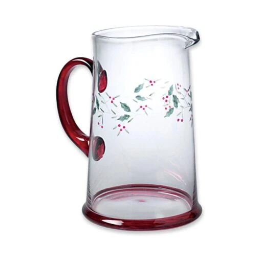 Winterberry® Etched Glass Water Pitcher -Kitchen Supplies Store winterberry etched glass water pitcher 24774400 1