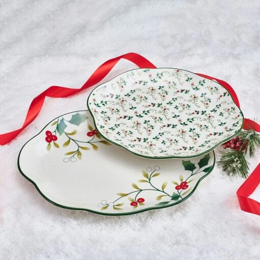 Winterberry® Set Of 2 Holly Serving Platters -Kitchen Supplies Store winterberry set of 2 holly serving platters 5295772 3