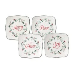 Kitchen Supplies Store -Kitchen Supplies Store winterberry set of 4 sentiments square appetizer plates 5226893 1