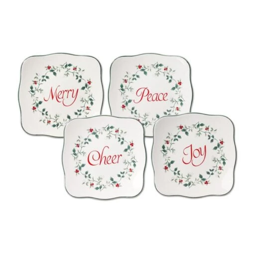 Winterberry® Set Of 4 Sentiments Square Appetizer Plates -Kitchen Supplies Store winterberry set of 4 sentiments square appetizer plates 5226893 1