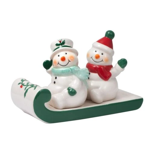 Winterberry® Snowmen On Sled Salt And Pepper Set -Kitchen Supplies Store winterberry snowmen on sled salt and pepper set 5254846 1