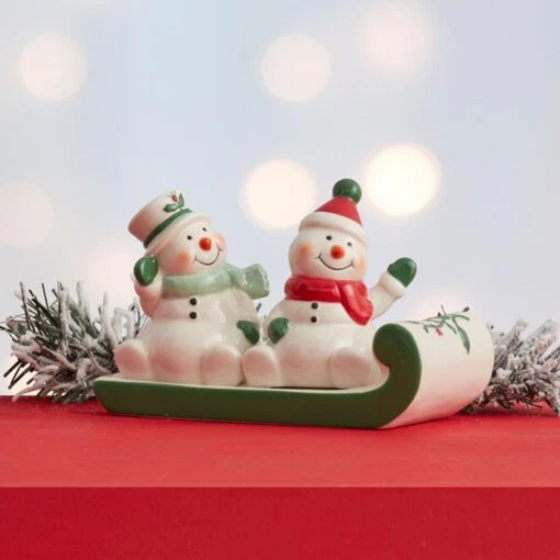 Winterberry® Snowmen On Sled Salt And Pepper Set -Kitchen Supplies Store winterberry snowmen on sled salt and pepper set 5254846 3